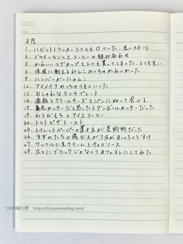 罫線ノート（1日1行）