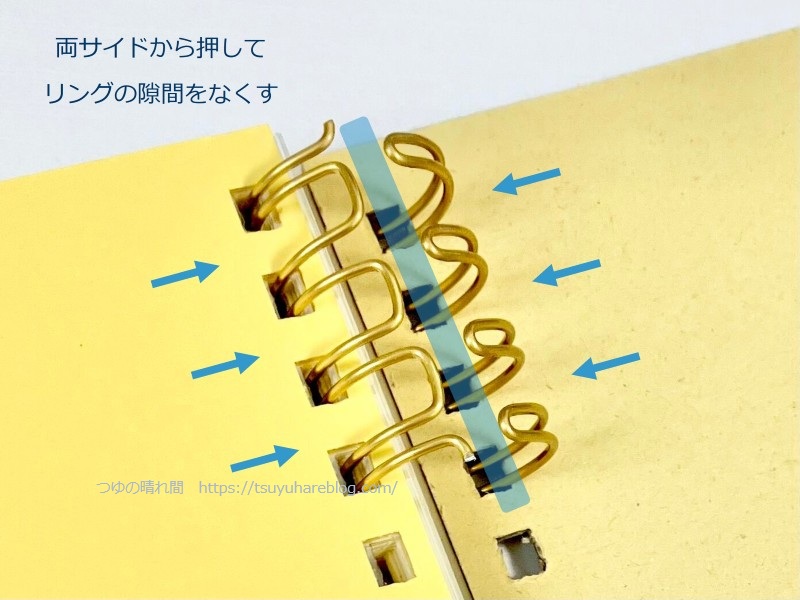 裏表紙をリングに取り付ける